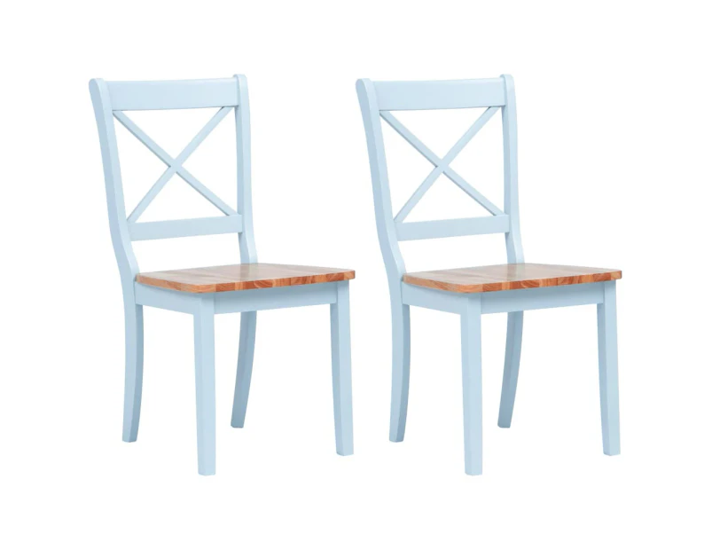 vidaXL Dining Chairs 2 pcs Grey and Light Wood Solid Rubber Wood