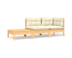 vidaXL 3 Piece Garden Lounge Set with Cream Cushions Solid Pinewood