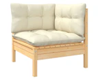 vidaXL 3 Piece Garden Lounge Set with Cream Cushions Solid Pinewood