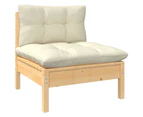 vidaXL 3 Piece Garden Lounge Set with Cream Cushions Solid Pinewood