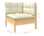 vidaXL 3 Piece Garden Lounge Set with Cream Cushions Solid Pinewood