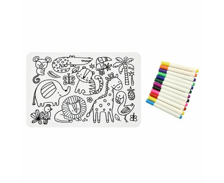 Playette Silicone Paint Fun Pad w/Erasable Pens Baby Activity Toy Forest 3y+