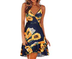 Womens V-Neck Sleeveless Printed Sling Dress Fashion Casual Dress Medium Length Skirt Summer Elegant Blouse Dress Floral Beach Dresses — style 13