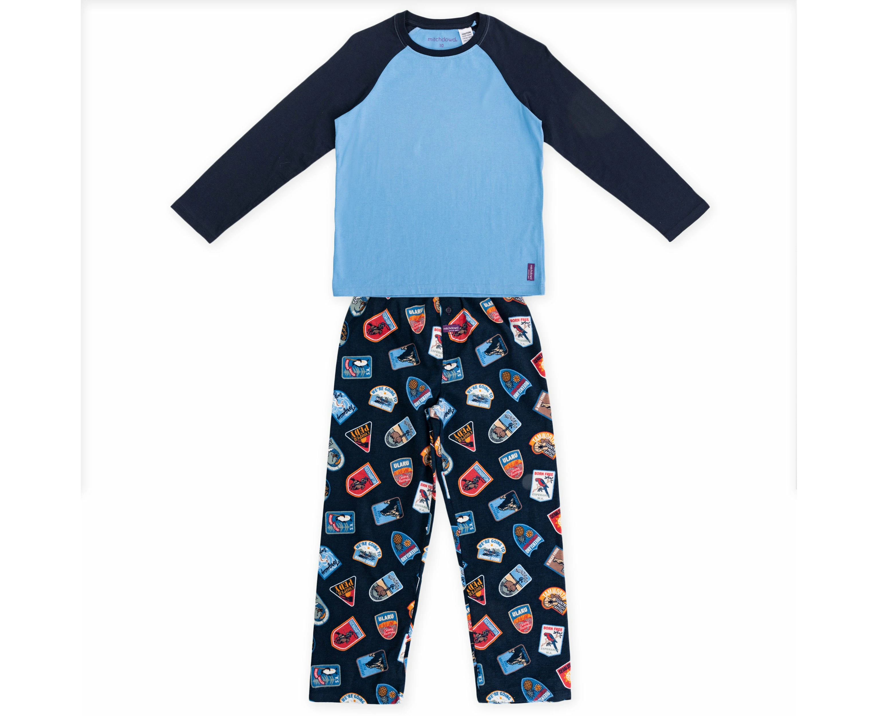 Mitch Dowd - Boy's Retro Road Flannel Long Sleeve Pyjama Set - Navy