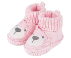 Pink Knit Bear Booties Newborn Cuddly Soft Baby/Infant Dress-Up Costume - Pink