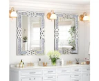 Silver Sparkly Crushed Diamond Mirror Vanity Wall Mirror for Bathroom Living Room Entryway
