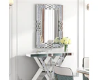 Silver Sparkly Crushed Diamond Mirror Vanity Wall Mirror for Bathroom Living Room Entryway
