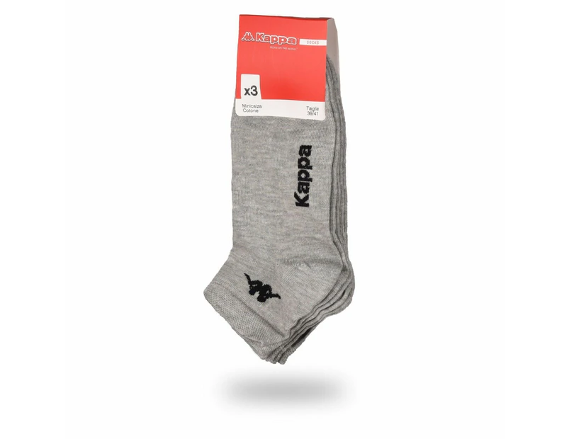 Kappa Mens Ankle Socks - Grey - 1 Pack of 3