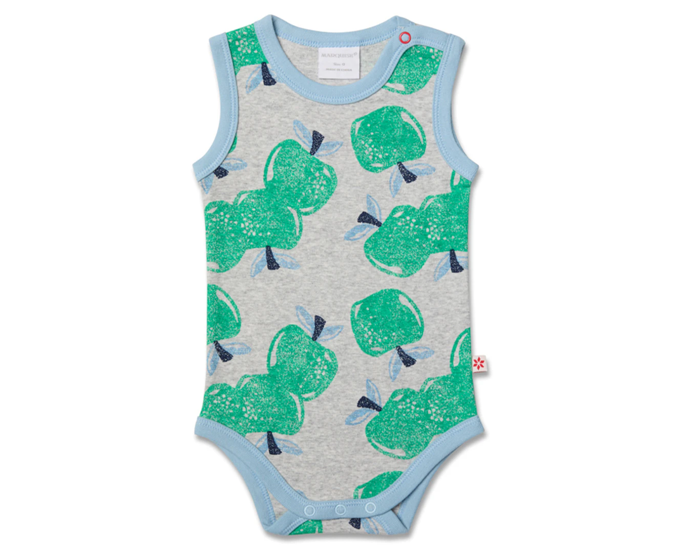 Marquise Baby Green Apple Sleeveless Bodysuit - Grey/Green/Multi