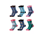 Kings Collection Unisex 6 Pairs of Animal Pattern Cozy Socks, Fun Dress Socks Colorful Funny Novelty Casual Crew Socks - Blue, Light Blue, Green