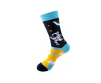 Kings Collection Unisex 6 Pairs of Planet Spaceship Pattern Cozy Socks, Fun Dress Socks Colorful Funny Novelty Casual Crew Socks - Blue, Black, Green