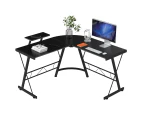 L Shaped Desk Computer Gaming Desk Corner Desk Office Writing Workstation with Laptop Stand Black