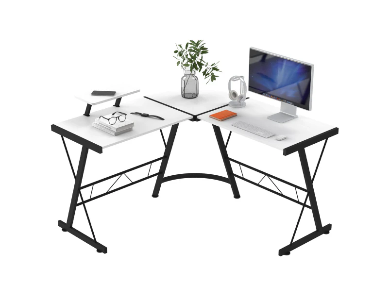 L Shaped Desk Computer Gaming Desk Corner Desk Office Writing Workstation with Laptop Stand White