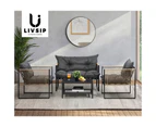 Livsip 4 Piece Outdoor Furniture Setting Garden Patio Lounge Sofa Table Chairs