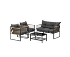 Livsip 4 Piece Outdoor Furniture Setting Garden Patio Lounge Sofa Table Chairs