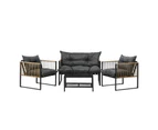 Livsip 4 Piece Outdoor Furniture Setting Garden Patio Lounge Sofa Table Chairs