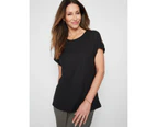 MILLERS - Womens Tops -  Extended Sleeve Tab Detail Tops - Black