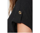 MILLERS - Womens Tops -  Extended Sleeve Tab Detail Tops - Black