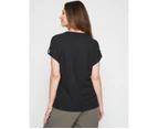 MILLERS - Womens Tops -  Extended Sleeve Tab Detail Tops - Black