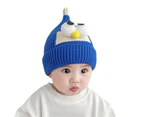 Cute Big Eyes Knitted Hat for Baby Boys Girls Soft Warm Woolen Infant Beanie Cap - Blue