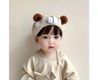 Cute Bear Knitted Beret Hat for Kids Boys Girls Autumn Winter Warm Beanie Cap - Black
