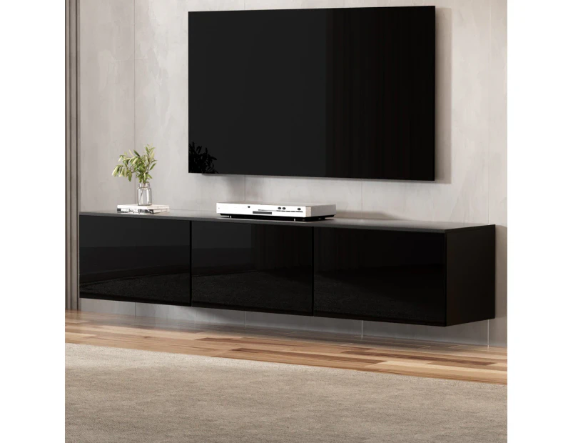 Artiss Floating Entertainment Unit TV Cabinet High Glossy Black 200CM