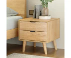 Artiss Bedside Table 2 Drawers - Pine