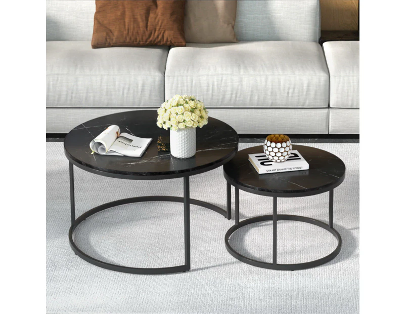 Artiss Nesting Coffee Table Set of 2 Marble Effect Tika