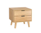 Artiss Bedside Table 2 Drawers - Pine