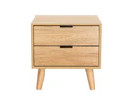 Artiss Bedside Table 2 Drawers - Pine