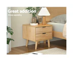 Artiss Bedside Table 2 Drawers - Pine