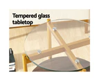 Artiss Coffee Table 45CM Round Tempered Glass Carol