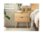 Artiss Bedside Table 2 Drawers - Pine