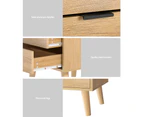 Artiss Bedside Table 2 Drawers - Pine