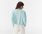 Quiksilver Women's Mineral Oversized Long Sleeve Crop Tee / T-Shirt / Tshirt - Angel Blue