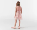 Gem Look Girls' Lace Tutu Dress - Dusty Pink