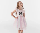 Gem Look Girls' Sequin Butterfly Multi Tutu Dress - Pink