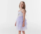 Gem Look Girls' Sequin Butterfly Multi Tutu Dress - Lilac
