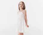 Gem Look Girls' Broderie Anglaise Woven Dress - White