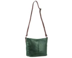Milleni Ladies Nappa Leather Cross Body Bag Adjustable Shoulder Strap in Emerald-Chestnut