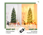 Costway 2.1M Pre Lit Slim Christmas Tree LED Xmas Tree PVC Hinged Home Outdoor Xmas Decoration