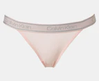 Calvin Klein Women's Bamboo Comfort String Cheeky Bikini Briefs 3-Pack - Ashford Grey/Nymph/Red Bud
