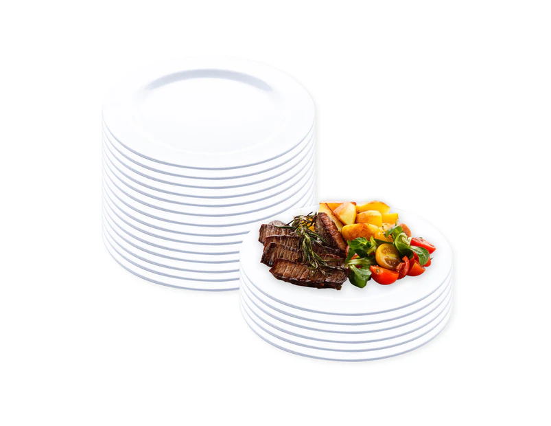 Home Master 48PCE Melamine Plates Lightweight Chip & Scratch Resistant 30cm - White