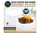 Home Master 48PCE Melamine Plates Lightweight Chip & Scratch Resistant 30cm - White