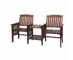 Livsip Outdoor Wooden Chair Garden Bench 2 Seat & Table Loveseat Patio Furniture