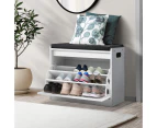 Oikiture Shoe Cabinet Bench Shoes Storage Rack Cupboard Shelf White 15 Pairs