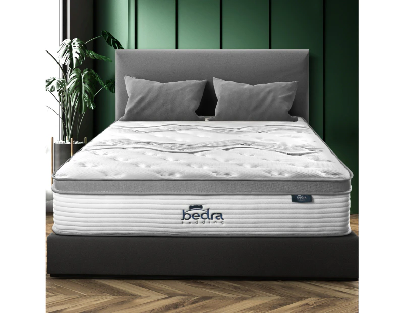 Bedra Queen Mattress Bed Euro Top Pocket Spring Ultra HD Foam 34cm 7 zone