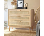 Oikiture 3 Chest of Drawers Tallboy Cabinet Clothes Storage Rattan Furniture