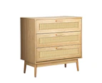 Oikiture 3 Chest of Drawers Tallboy Cabinet Clothes Storage Rattan Furniture