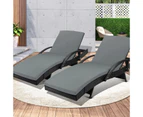 Livsip Sun Lounger Outdoor Lounge Wicker Outdoor Furniture Day Bed Cushion 2X